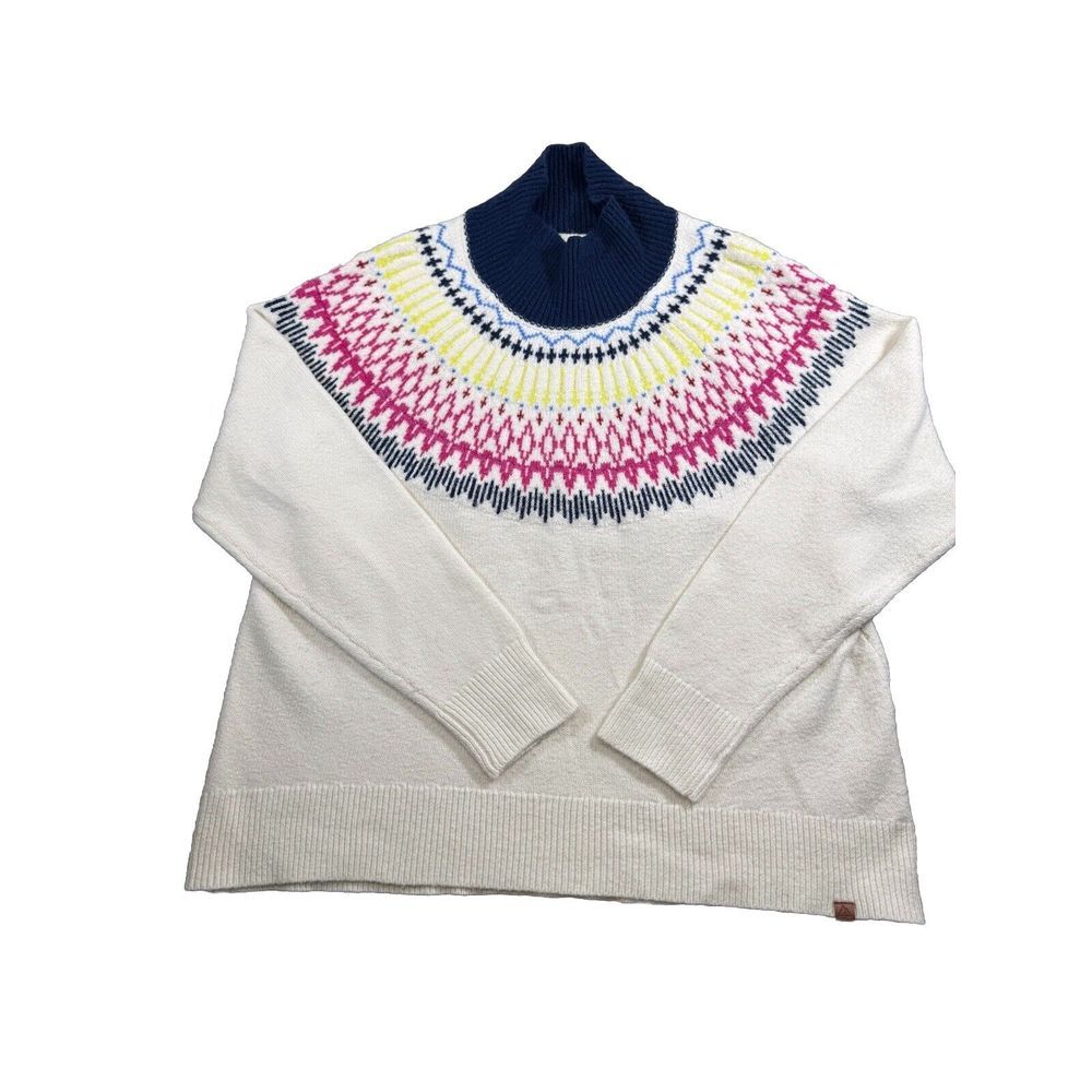 ALPINE DESIGN Sweater Womens Large Dawn Calm Fair Isle Mock Neck Ski‎ White